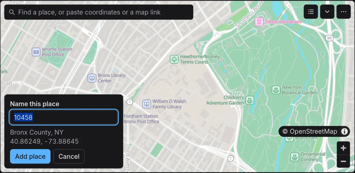 A ZIP code in the Bronx, found beside the New York Botanical Garden